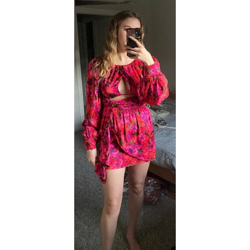 For Love & Lemons Lauren Dress – Pink Floral Print, Size M